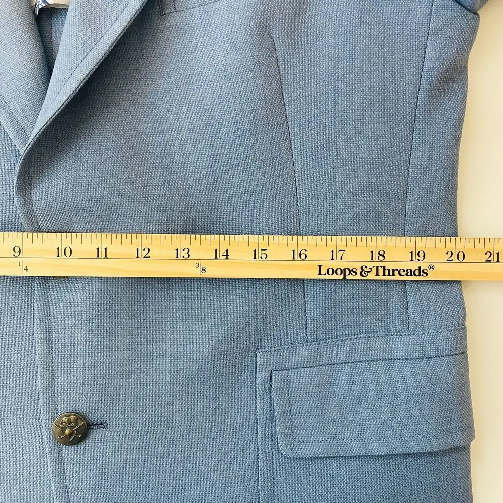 VTG Jack Nicklaus Light Blue 70s Polyester Sport Coat Golden Bear Blazer (stain)